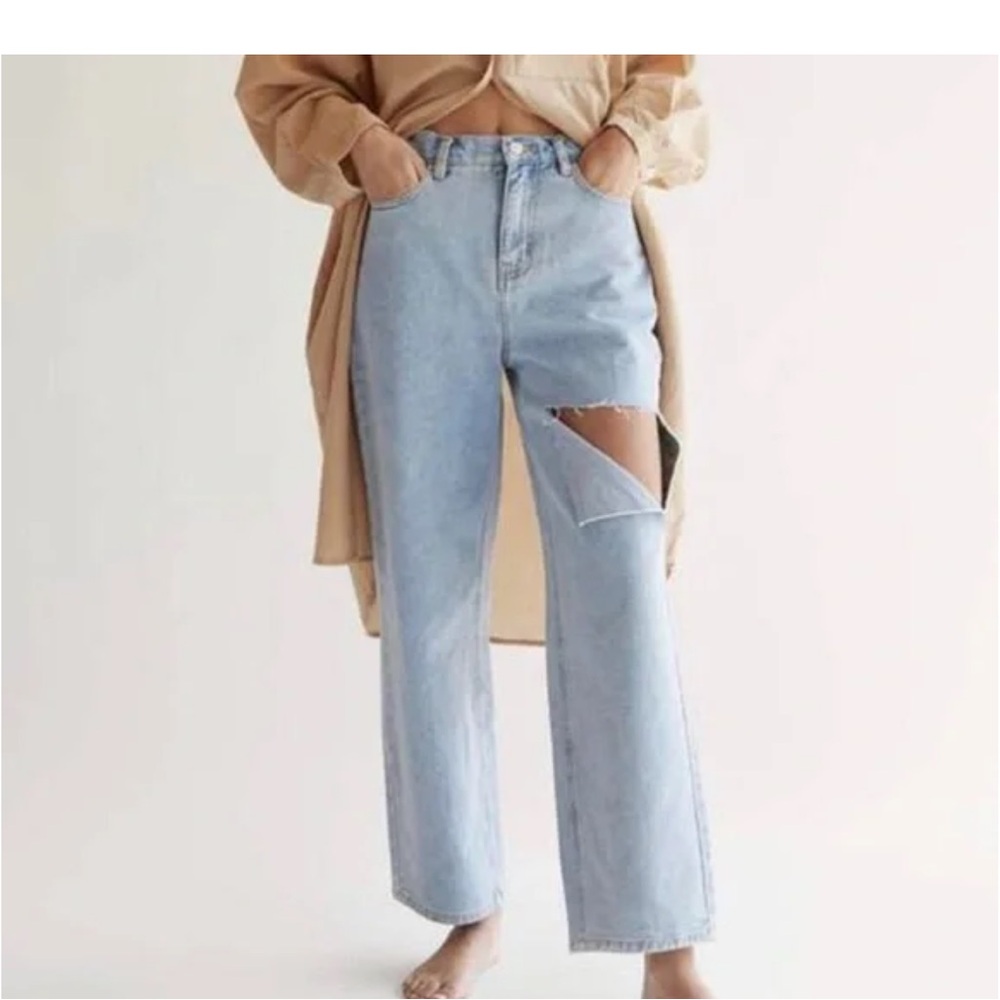 Oak + Fort Cut Out Denim in Super Light Wash